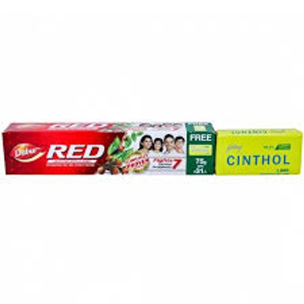 Dabur Red Paste For Teeth & Gums For The Entire Family-200 gm (Free Centhol 75 gm) - 275 gm