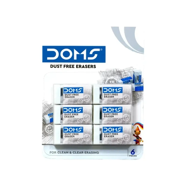 Doms Dust Free Eraser (White) - 6 Pieces, 1 pack (6 Pieces)