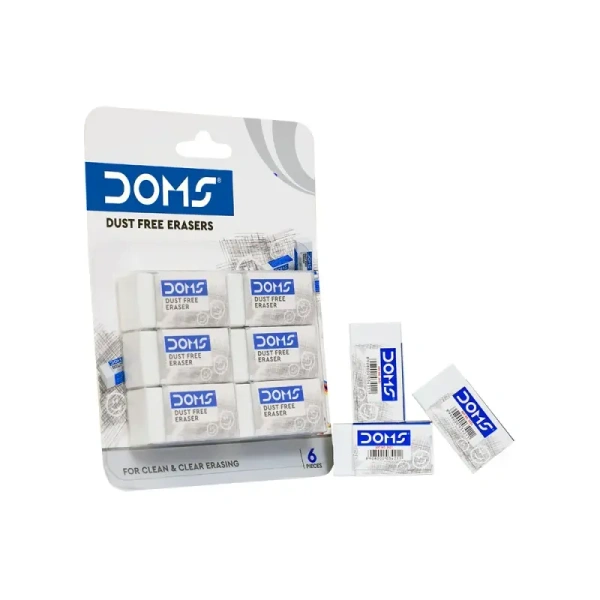 Doms Dust Free Eraser (White) - 6 Pieces, 1 pack (6 Pieces)