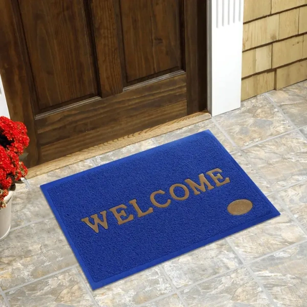 Dream Living Welcome Doormat (23" x 15", Micropeach, Blue) - 1 unit