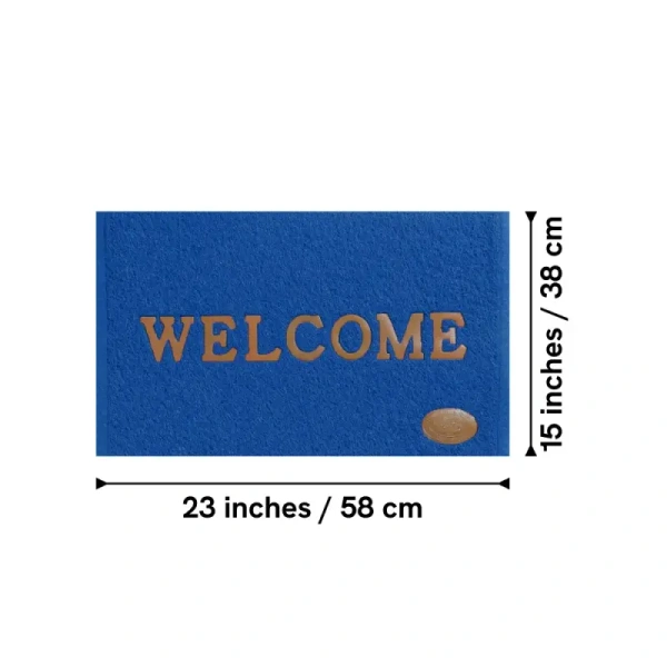 Dream Living Welcome Doormat (23" x 15", Micropeach, Blue) - 1 unit