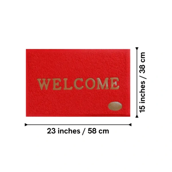 Dream Living Welcome Doormat (23" x 15", Micropeach, Red) - 1 unit