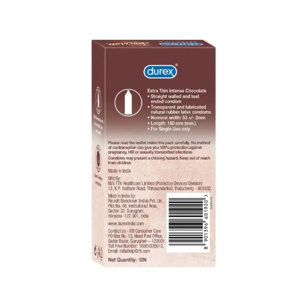 Durex Extra Thin Intense Chocolate Condom-12 Piece - 12 Piece
