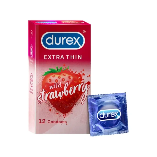 Durex Extra Thin Wild Strawberry Condom-12 Piece - 12 Piece