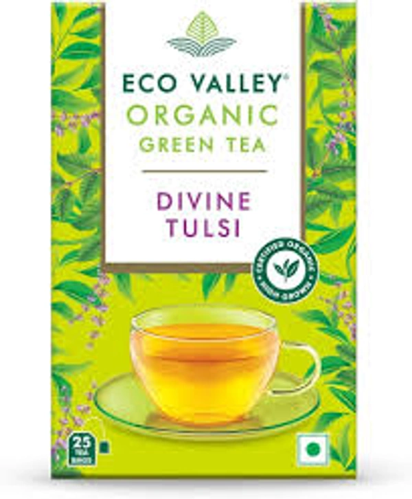 Eco Valley Organic Green Tea Divine Tulsi Pack of 25 - (25*1.7 gm) - 42.5 gm - 42.5 gm