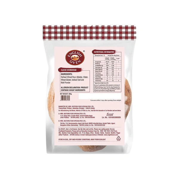 English Oven Classic Sourdough Bread - 400 gm