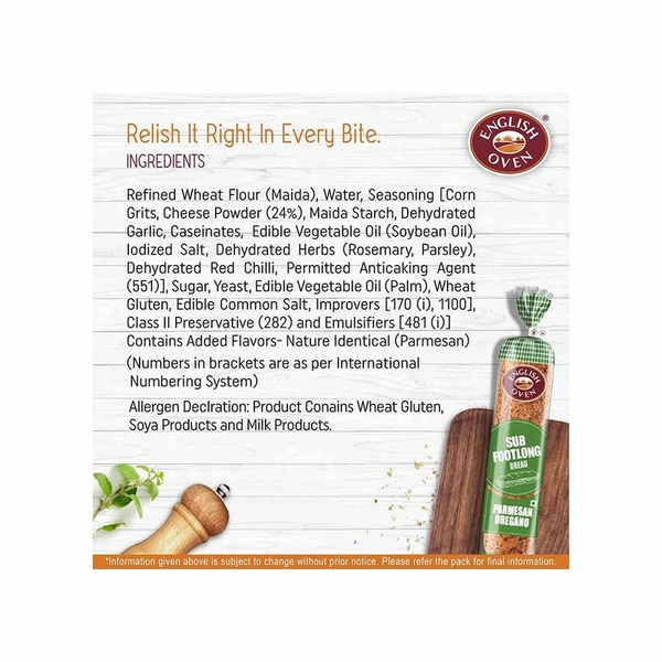 English Oven Sub Footlong Parmesan Oregano Bread - 150 gm