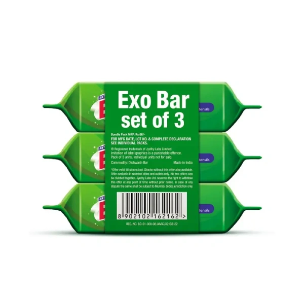 Exo Anti - Bacterial Dishwash Bar Pack of 3 - (3*200 gm) - 600 gm - 600 gm