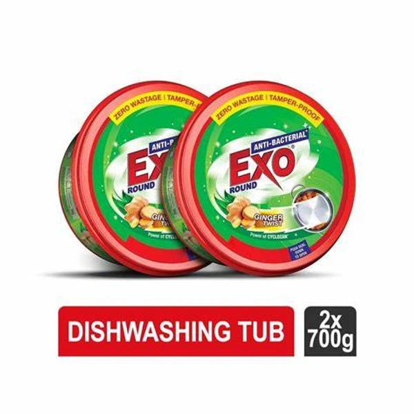 Exo Anti-Bacterial Dishwashing Tub (Ginger Twist) Pack of 2 - (2*700 gm) - 1.4 kg - 1.4 kg