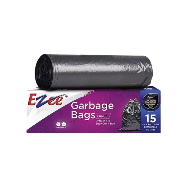 Ezee Premium Garbage Bag (Large, Black) - 1 pack (15 pieces)