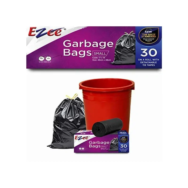 Ezee Premium Garbage Bag (Small, Black) - 1 pack (30 pieces)