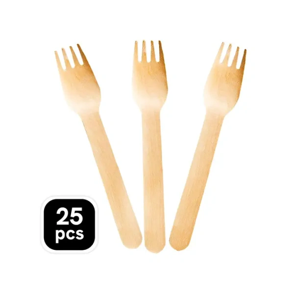 Ezee Wooden Dinner Disposable Fork - 1 pack (25 pieces)
