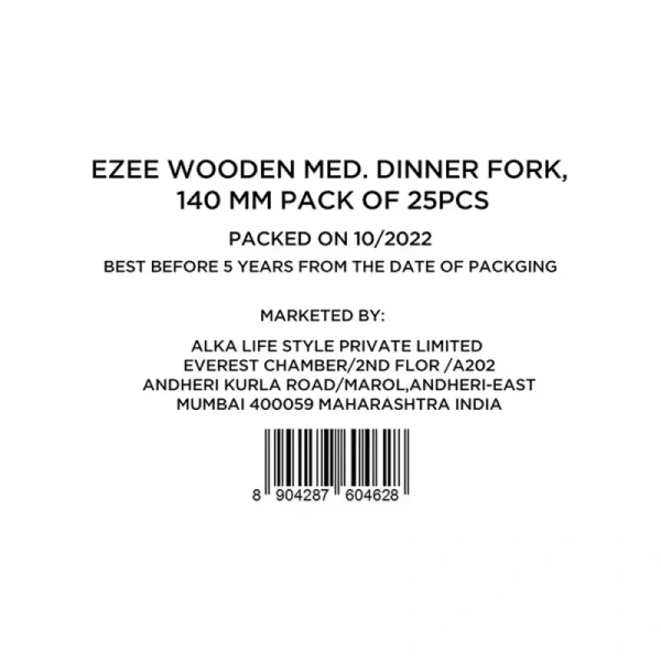 Ezee Wooden Dinner Disposable Fork - 1 pack (25 pieces)
