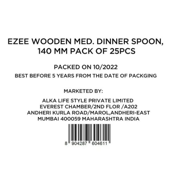 Ezee Wooden Dinner Disposable Spoon - 1 pack (25 pieces)