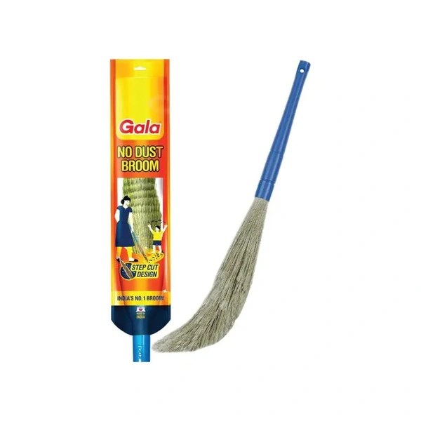 Gala No Dust 90 cm Broom / Jhadu (Plastic, Blue & Brown) - 1 unit - 1 unit