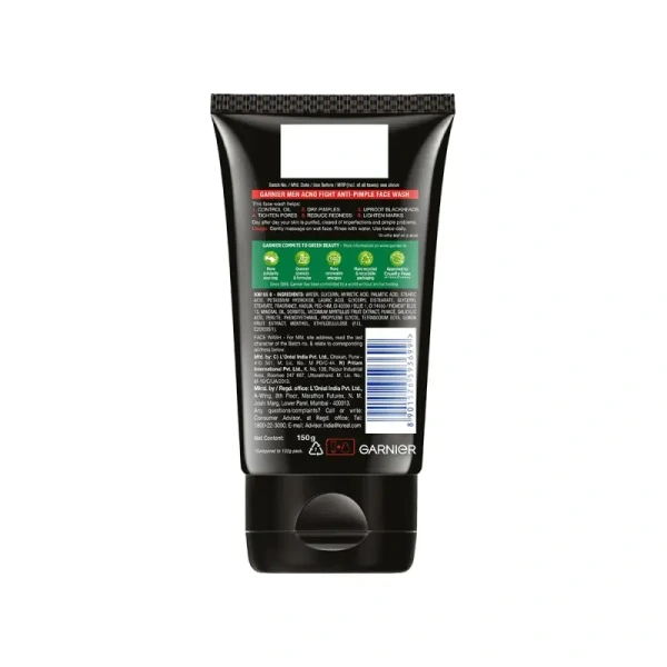 Garnier Men Acno Fight Anti-Pimple Face Wash 150 gm - 150 gm