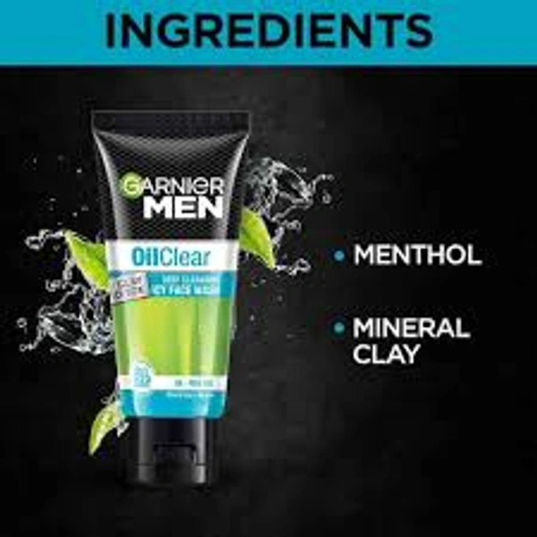 Garnier Men Oil Clear Clay D-Tox Deep Cleansing Icy Face Wash 50 gm - 50 gm