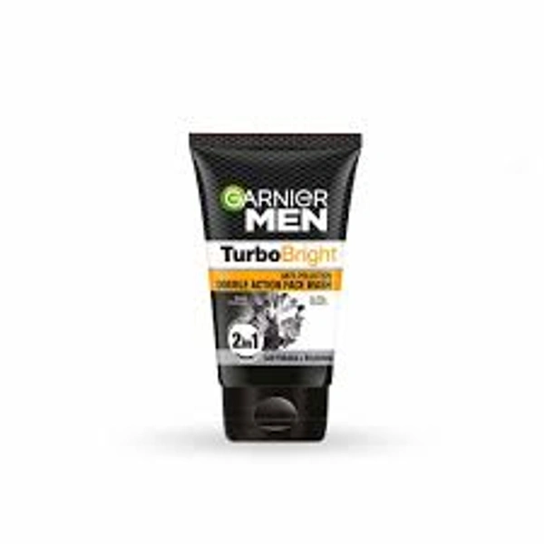 Garnier Men Turbo Bright Anti-Pollution Double Action Face Wash Black Charcoal 50 gm - 50 gm