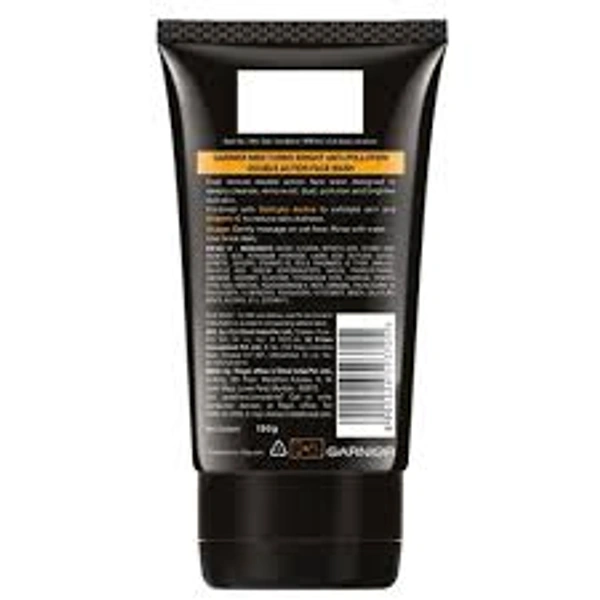 Garnier Men Turbo Bright Anti-Pollution Double Action Face Wash Black Charcoal 50 gm - 50 gm