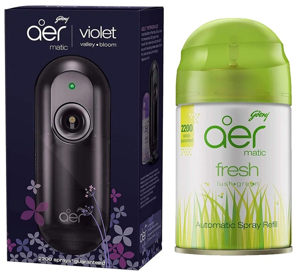 Godrej Aer Matic Air Freshener - Violet Valley Bloom (Machine + Refill) 225 ml + 1 piece - 225 ml - 225 ml