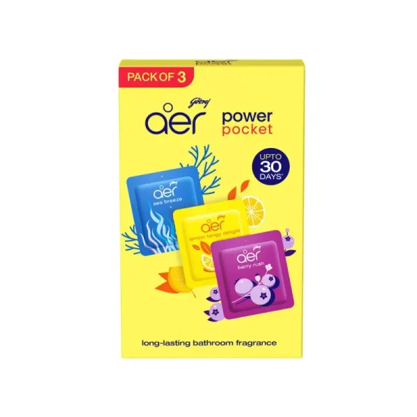 Godrej Aer Power Pocket Air Freshener (Assorted) 1 set (3 pieces) - 1 set (3 pieces)