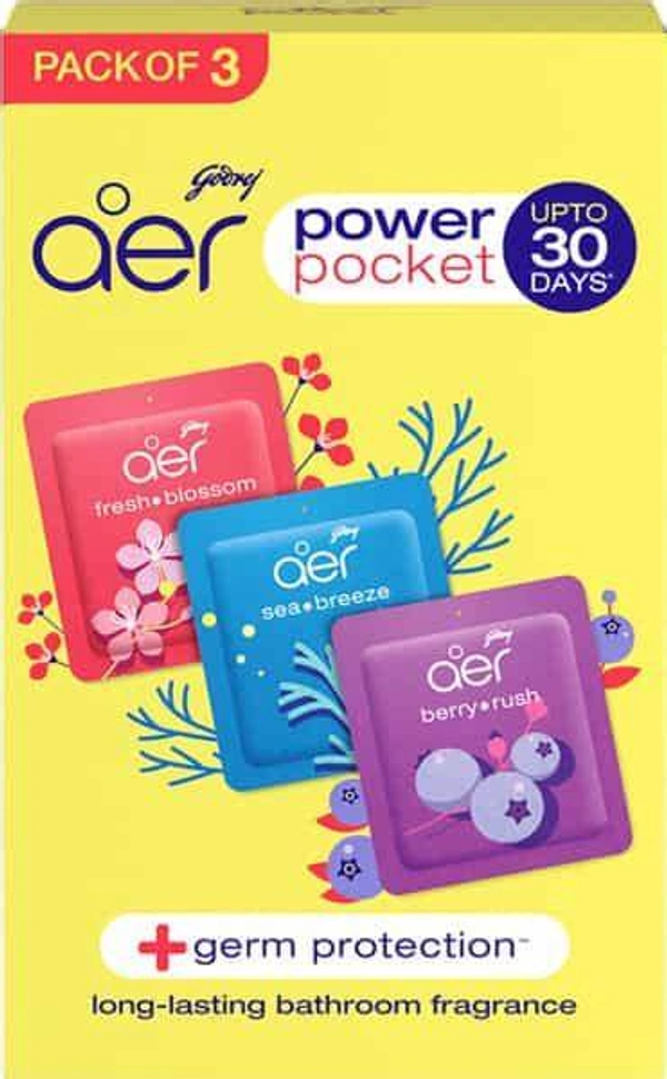 Godrej Aer Power Pocket Air Freshener (Assorted) 1 set (3 pieces) - 1 pack - 1 pack