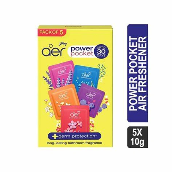 Godrej Aer Power Pocket Air Freshener Pack of 5 - (5*10 gm) - 50 gm - 50 gm