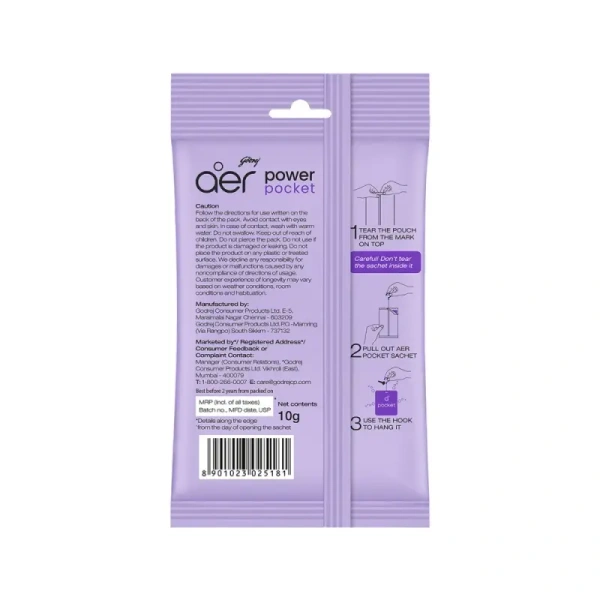 Godrej Aer Power Pocket Bathroom Fragrance (Lavender Bloom) 10gm - 10gm