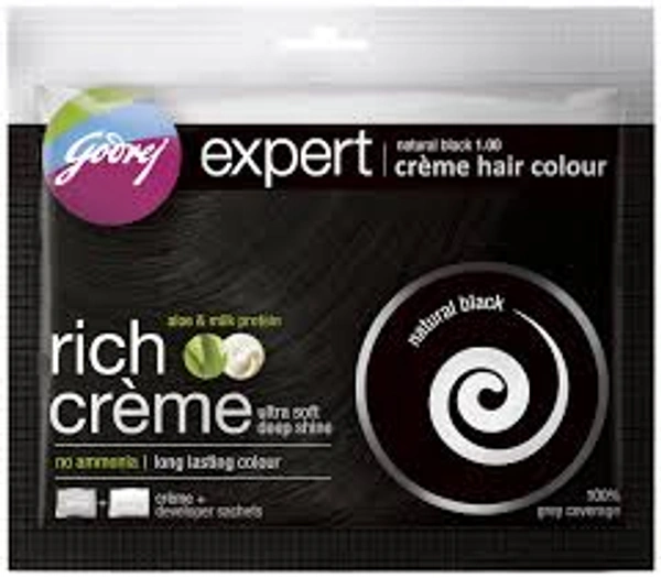 Godrej Expert Creme Hair Colour for Women & Men (Natural Black) - 20 gm - 20gm