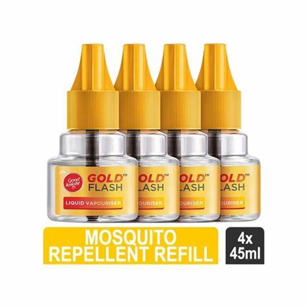 Good Knight Gold Flash Lavender Mosquito Repellent Refill Pack of 4 - (4*45 ml) - 180 ml - 180 ml