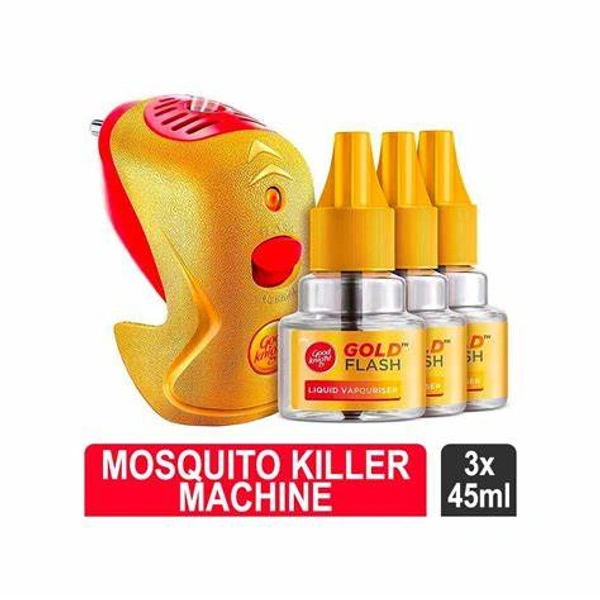 Good Knight Gold Flash Mosquito Killer Machine Combo Pack of 3 - (3*45 ml) - 135 ml - 135 ml