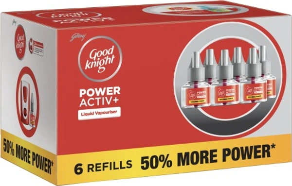 Good Knight Power Active + Mosquito Repellent Refill Pack of 6 - (6*45 ml) - 270 ml - 270 ml