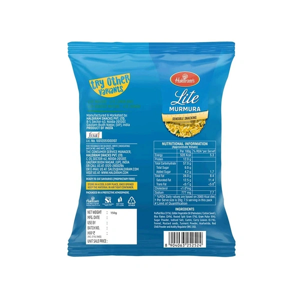 Haldiram'S Lite Murmura Namkeen - 150 gm - 150 gm