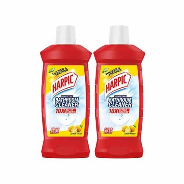 Harpic Disinfectant Liquid Bathroom Cleaner Liquid (Lemon) Pack of 2 - (2*1 ltr) - 2 ltr - 2 ltr
