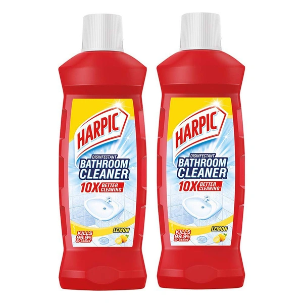 Harpic Disinfectant Liquid Bathroom Cleaner Liquid (Lemon) Pack of 2 - (2*500 ml) - 1 ltr - 1 ltr