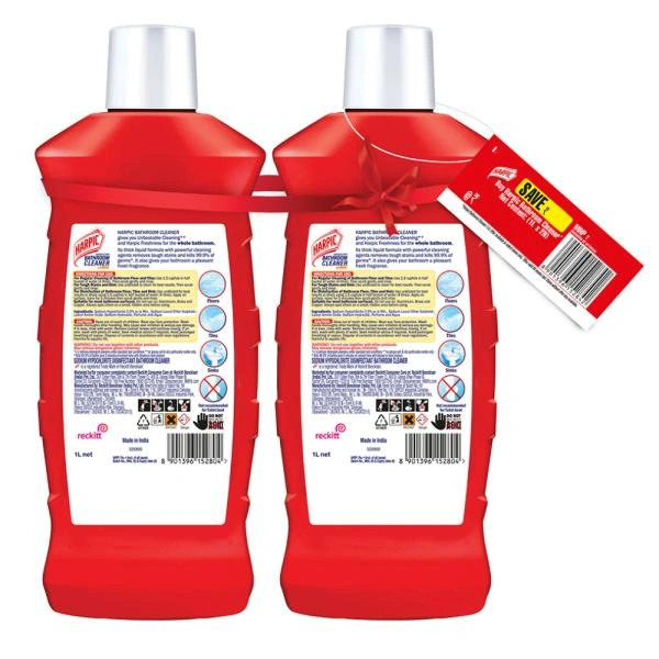 Harpic Disinfectant Liquid Bathroom Cleaner Liquid (Floral Bloom - 1 ltr) Pack of 2 - (2*1 ltr) - 2 ltr - 2 ltr