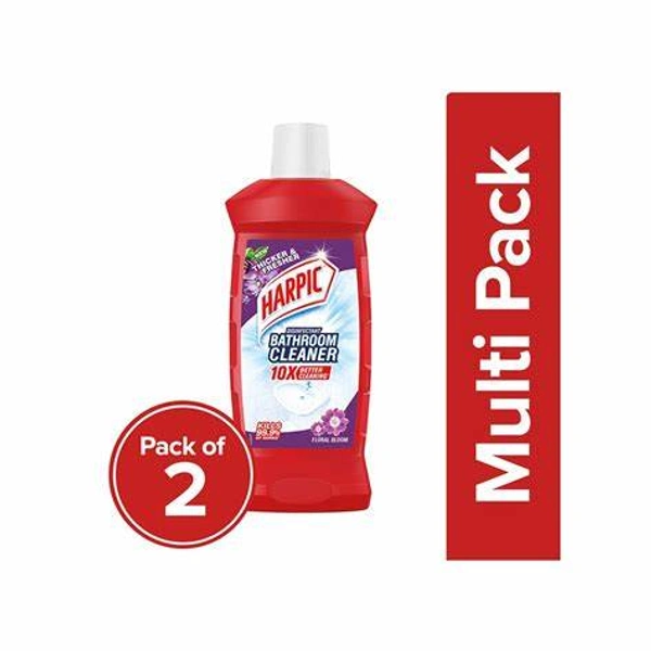 Harpic Disinfectant Liquid Bathroom Cleaner Liquid (Floral Bloom - 1 ltr) Pack of 2 - (2*1 ltr) - 2 ltr - 2 ltr