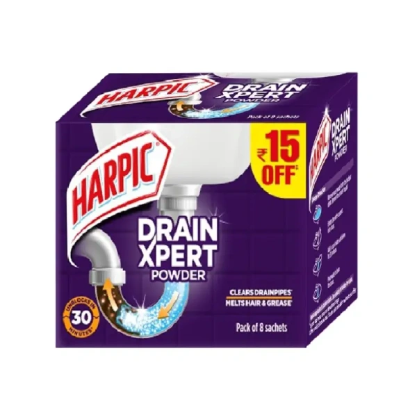 Harpic Drain Xpert Drain Cleaners Powder - 8x50g