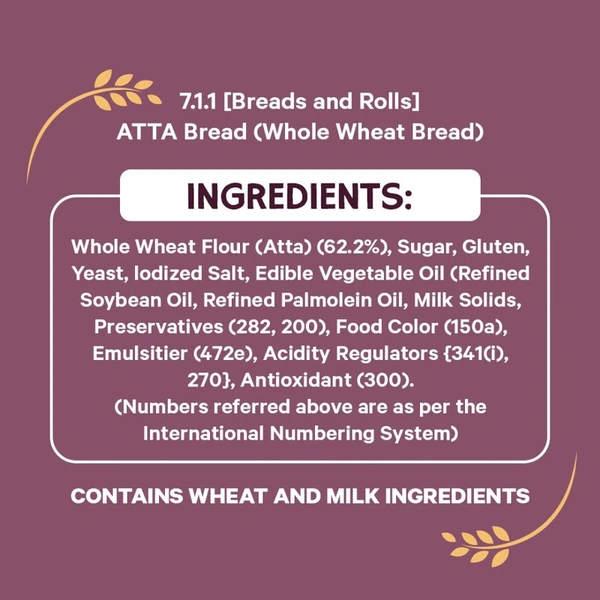 Harvest Gold 100% Atta Bread No Maida No Palm Oil - 450 gm - 450 gm