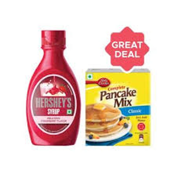 Hershey'S Strawberry Syrup + Betty Crocker Original Pancake Mix Combo (200 Gm + 250 Gm) - 450 gm - 450 gm