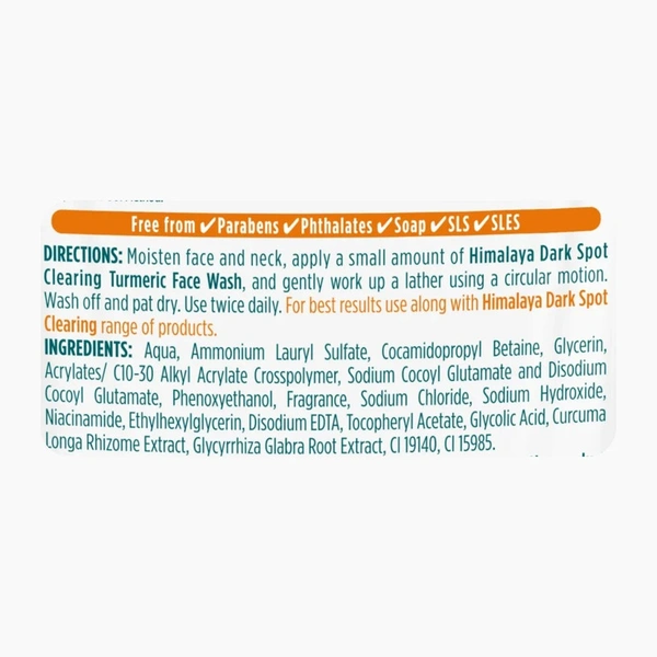 Himalaya Dark Spot Clearing Turmeric Face Washn (100 ml) - 100 ml