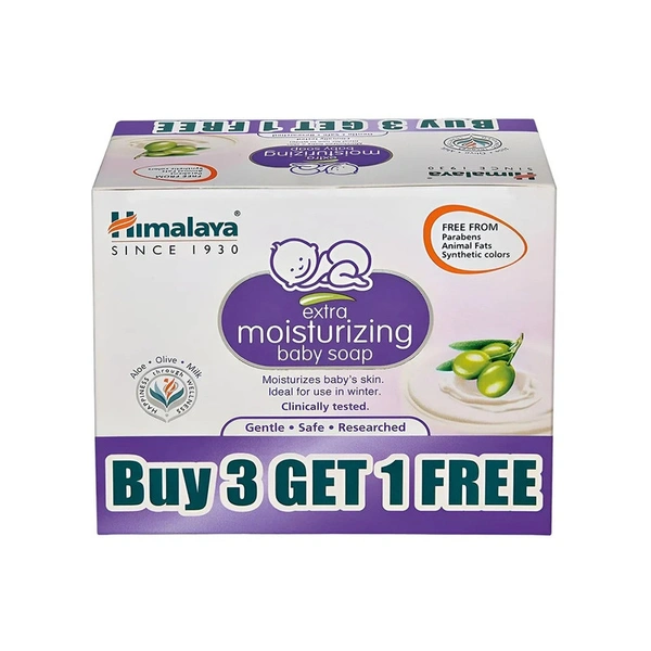 Himalaya Extra Moisturizing Baby Soap - Buy 3 Get 1 Free - 4x75 gm