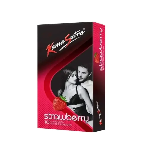 KamaSutra Strawberry Flavoured Dotted Condom-10 Piece - 10 Piece