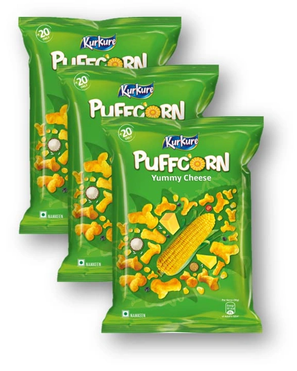 Kurkure Puffcorn Yummy Cheese Puffs Pack Of 3 - (3*52 Gm) - 156 gm - 156 gm