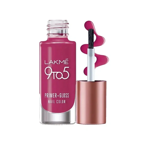 Lakme 9to5 Primer + Gloss Magenta Mix Nail Paint (Magenta Mix) - 6 ml