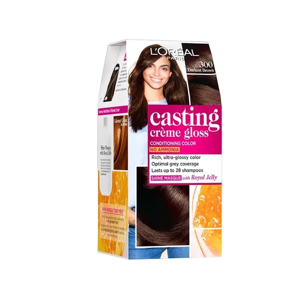 L'Oreal Paris Casting Cr鑴欑瘬me Gloss Cr鑴欑瘬me Hair Colour (Dark Brown) - 87.5 gm+72 ml