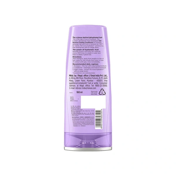 L'OREAL PARIS HYALURON MOISTURE 72H MOISTURE SEALING CONDITIONER - 180 ML