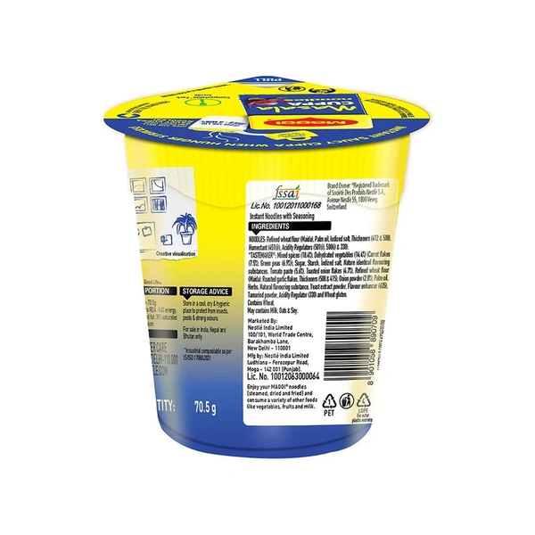 Maggi Cuppa Masala Cup Noodles - 70.5 gm