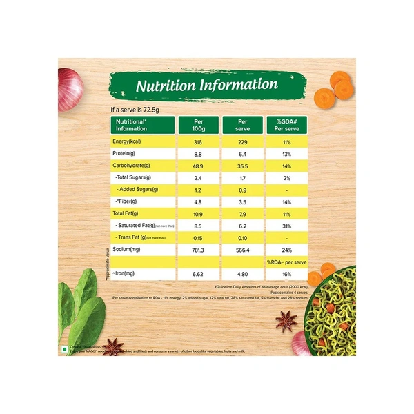 Maggi Nutri-Licious Masala Veg Atta Instant Noodles With Spinach - 290 gm - 290 gm