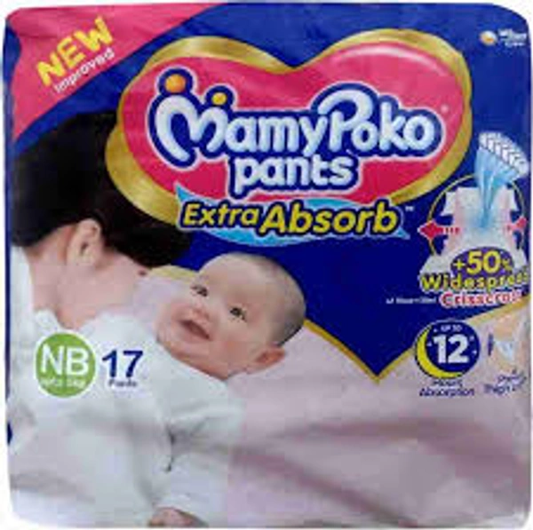 Mamy Poko Pants Extra Absorb 17 Pants NB Upto 5 kg - 17 Pants